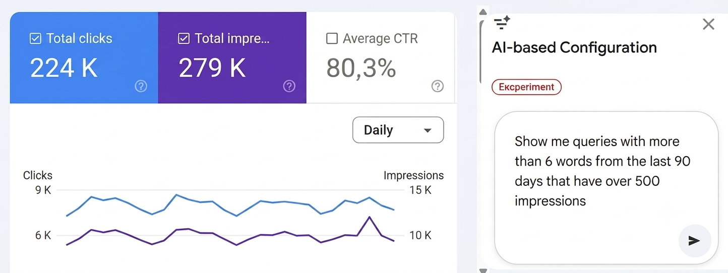 how to use GSC AI features to track long-tail conversational queries