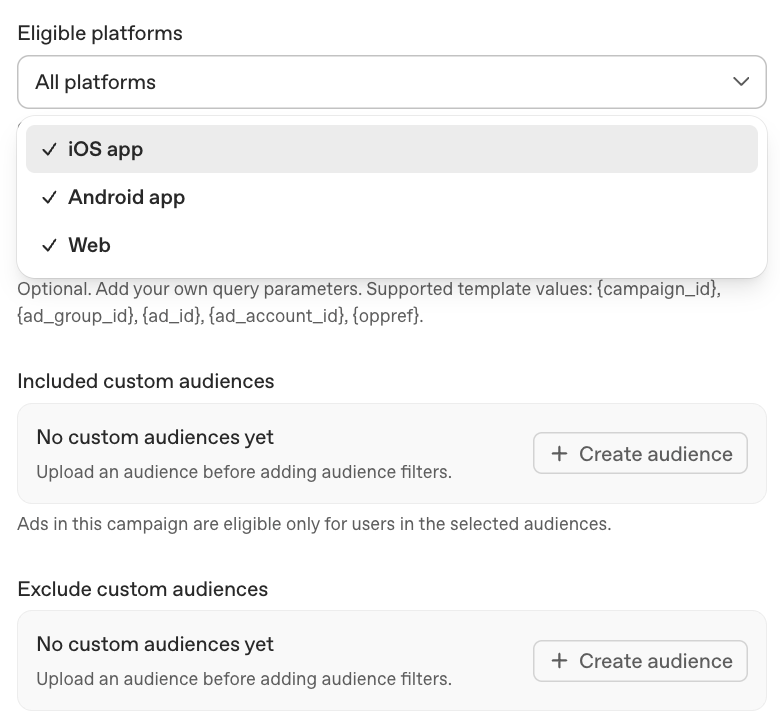 OpenAI campaign settings